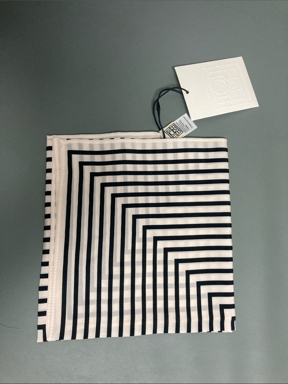 TOTEME Black White Striped Silk Scarf